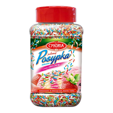 Posypka dekoracyjna o smaku owocowym CYKORIA 450g