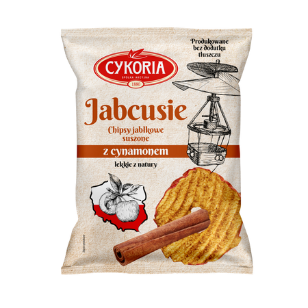 Chipsy jabłkowe Jabcusie cynamonowe Lekkie z natury CYKORIA 40g